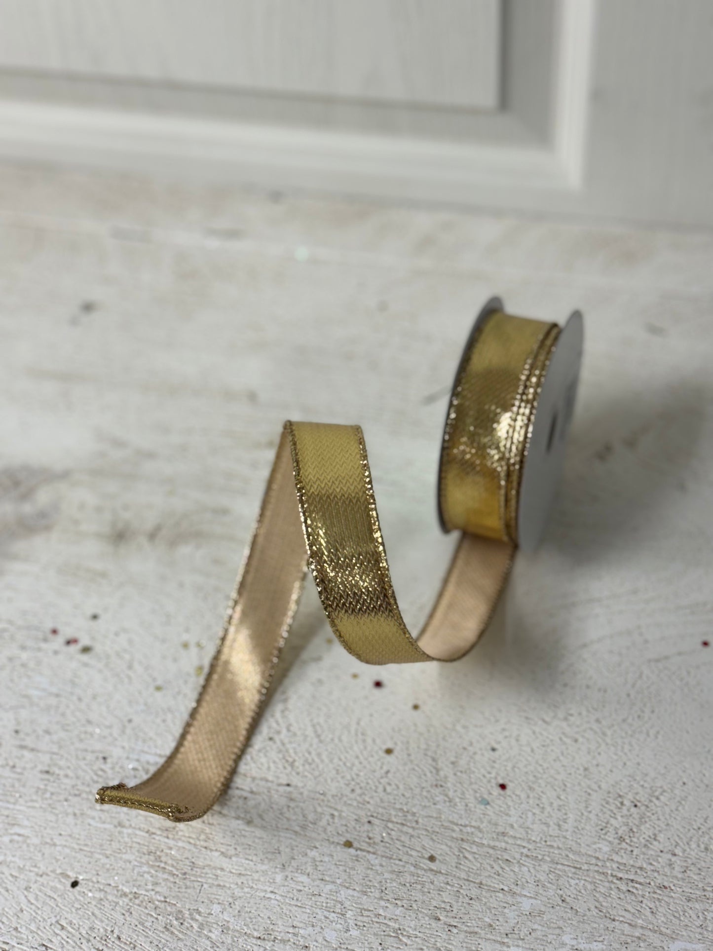 7/8 Inch By 10 Yard Gold Metallic Ribbon