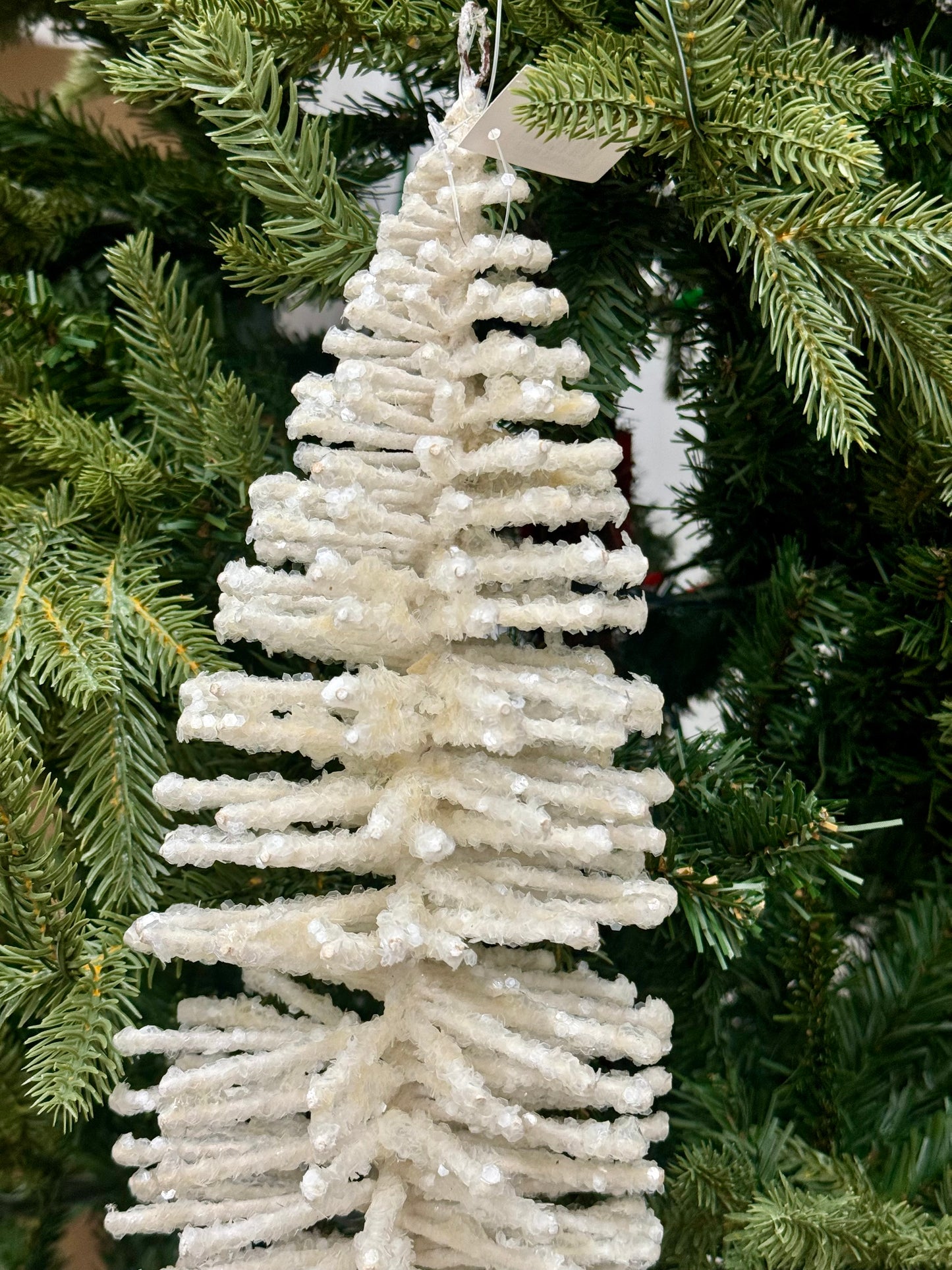 19.5 Inch White Iridescent Glitter Finial Ornament