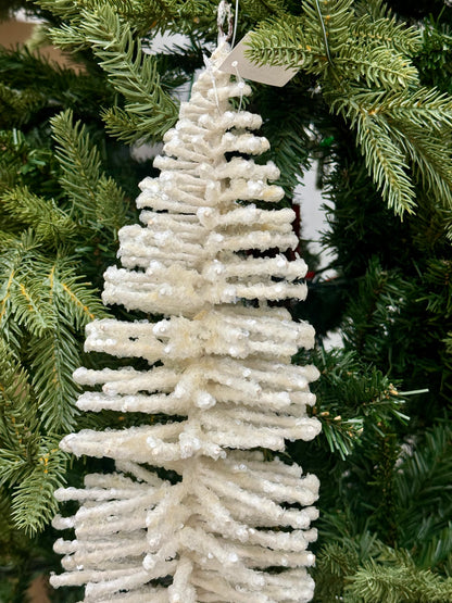 19.5 Inch White Iridescent Glitter Finial Ornament