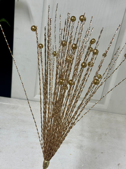 30 Inch Gold Tinsel And Ball Spray