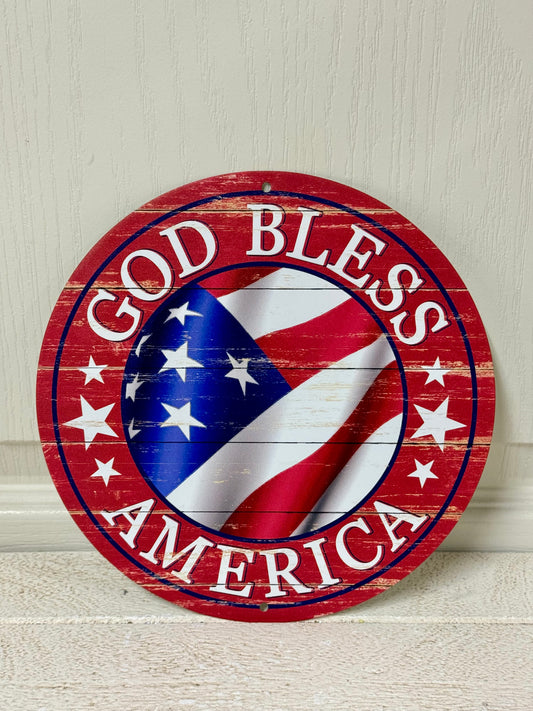 8 Inch God Bless America Metal Sign