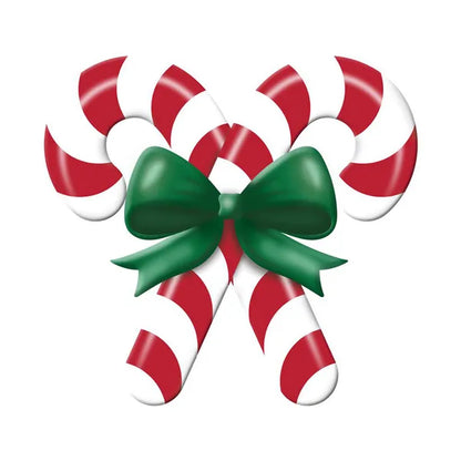 13 Inch Red White Green Embossed Candy Cane Metal Sign