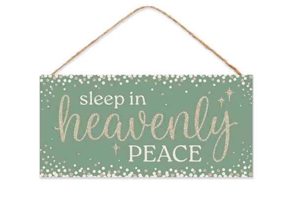12.5 Inch Glitter Sleep In Peace Wood Sign