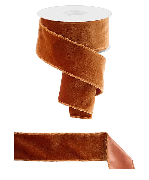2.5 Inch By 10 Yard Burnt Sienna Deluxe Velvet With Satin Backing Ribbon