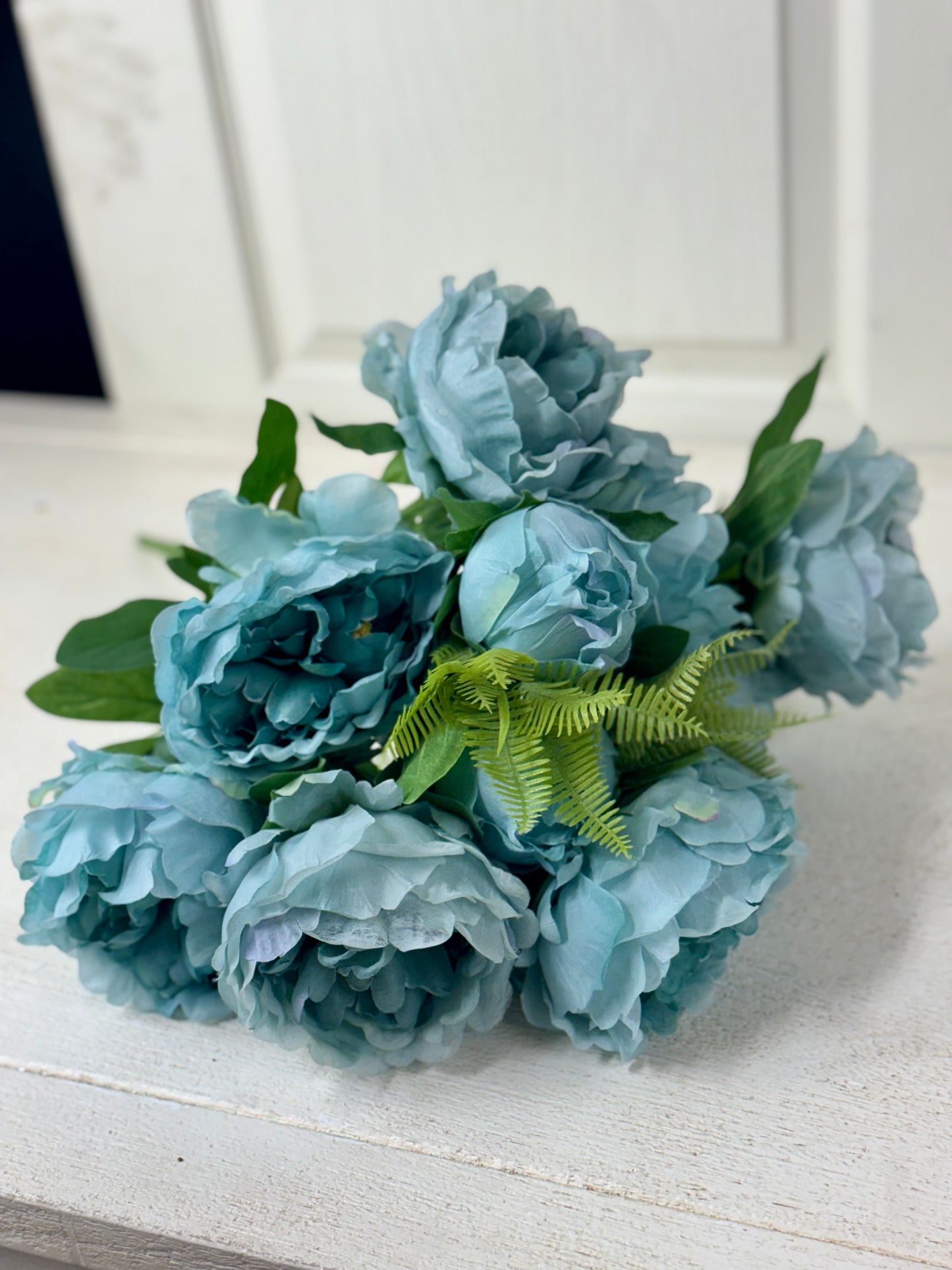 20 Inch Blue Peony Floral Bush