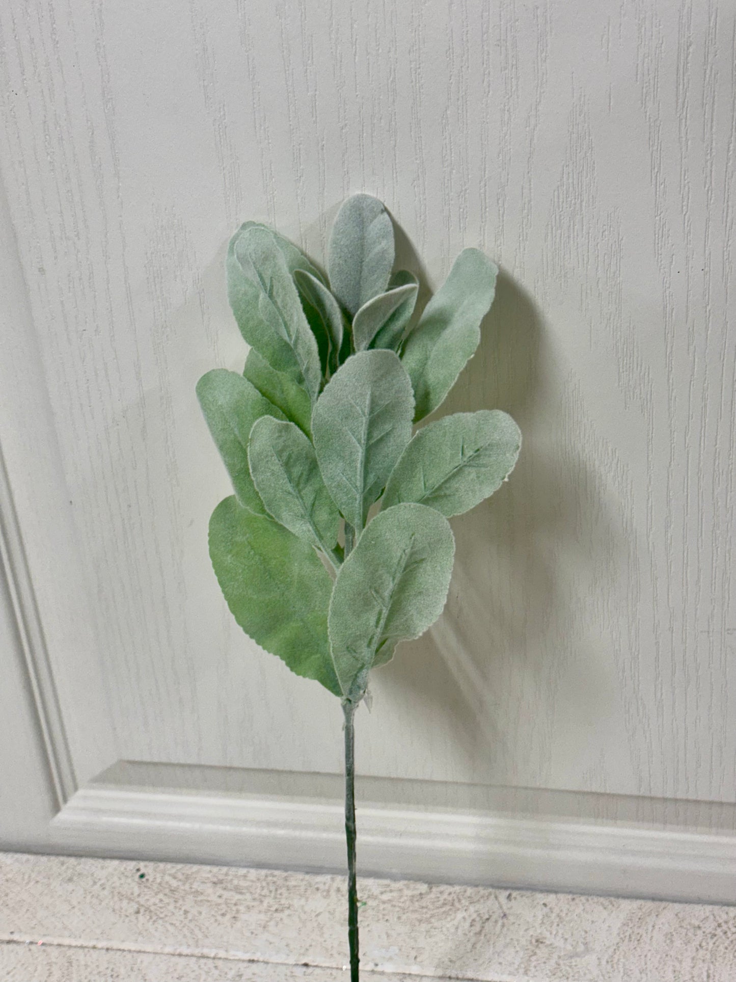 14 Inch Sage Green Flocked Lambs Ear Spray