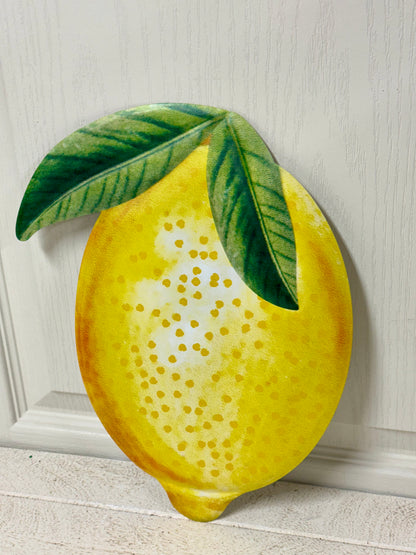 12 Inch Yellow Embossed Watercolor Lemon Metal Sign