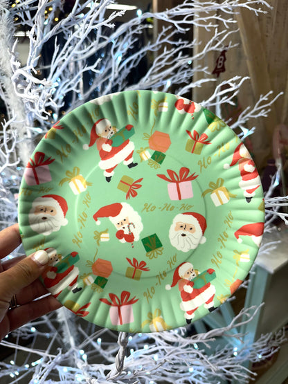 9 Inch Vintage Christmas Pattern  Plate Set Of Four