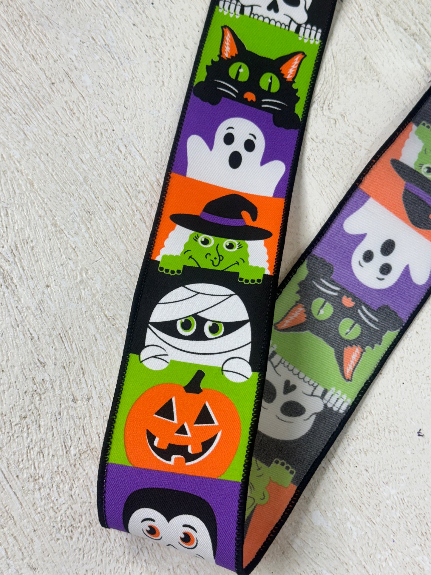 2.5 Inch By 10 Yard Peek A Boo Halloween Characters Ribbon