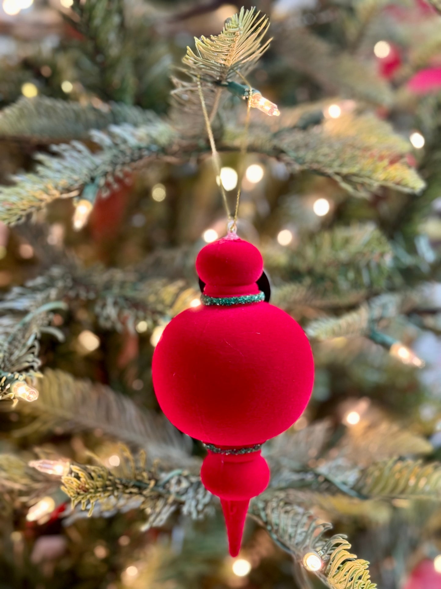 6 Inch Red And Emerald Felt Onion Ornament