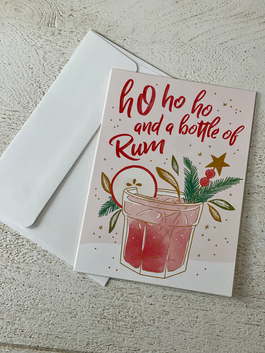 Minted Bottle Of Rum Christmas Card