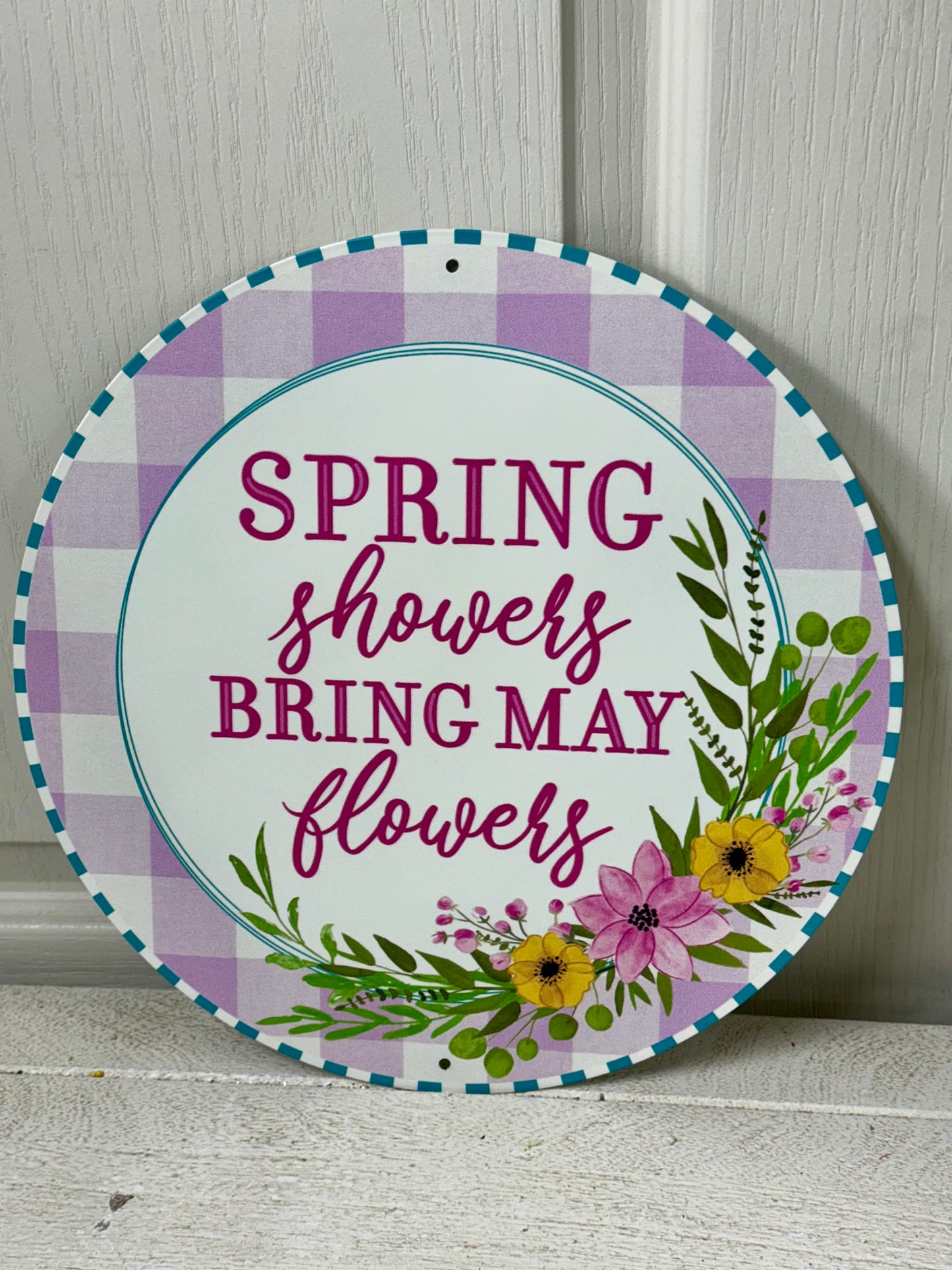 12 Inch Metal Spring Showers May Flowers Sign