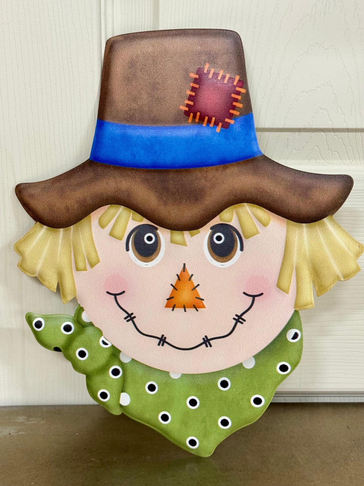 12 Inch Green And Brown Scarecrow Metal Sign