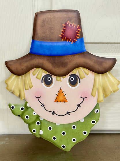 12 Inch Green And Brown Scarecrow Metal Sign