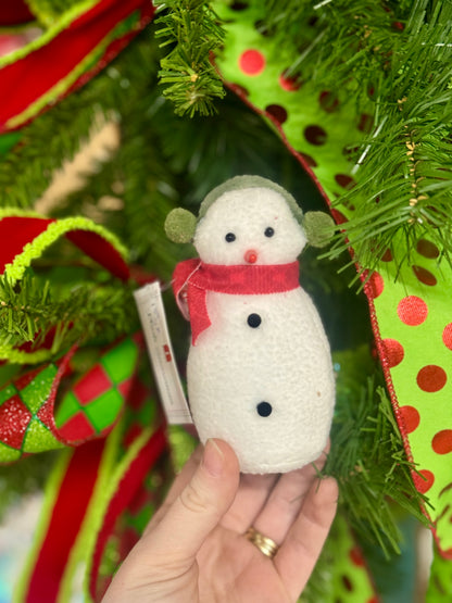 5 Inch Plush Red And Green Snowman