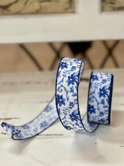 1.5 Inch By 10 Yard Blue Watercolor Ribbon