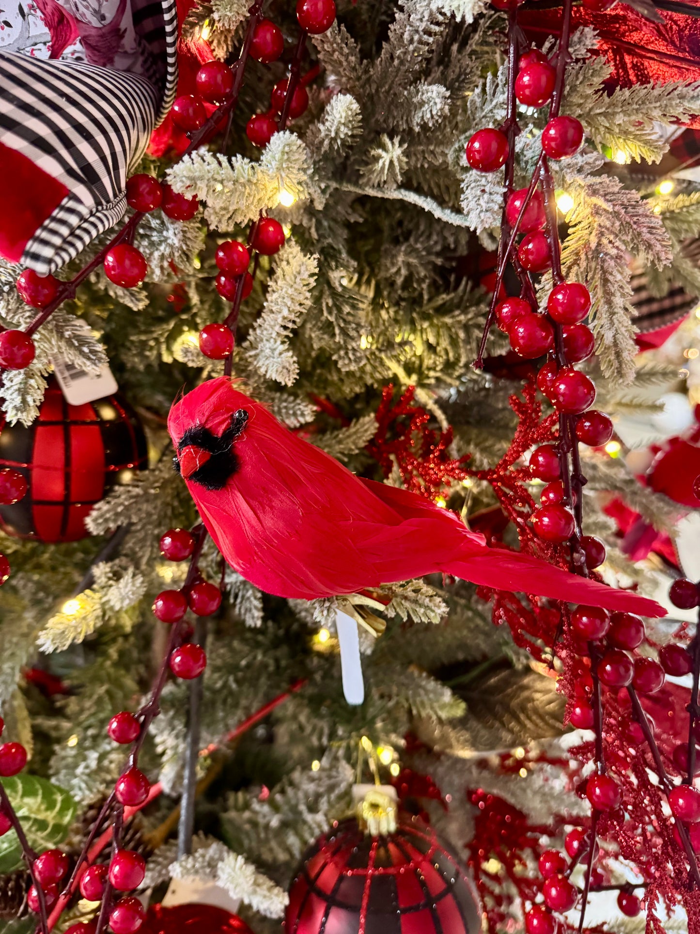 7 Inch Red Feather Cardinal With Clip