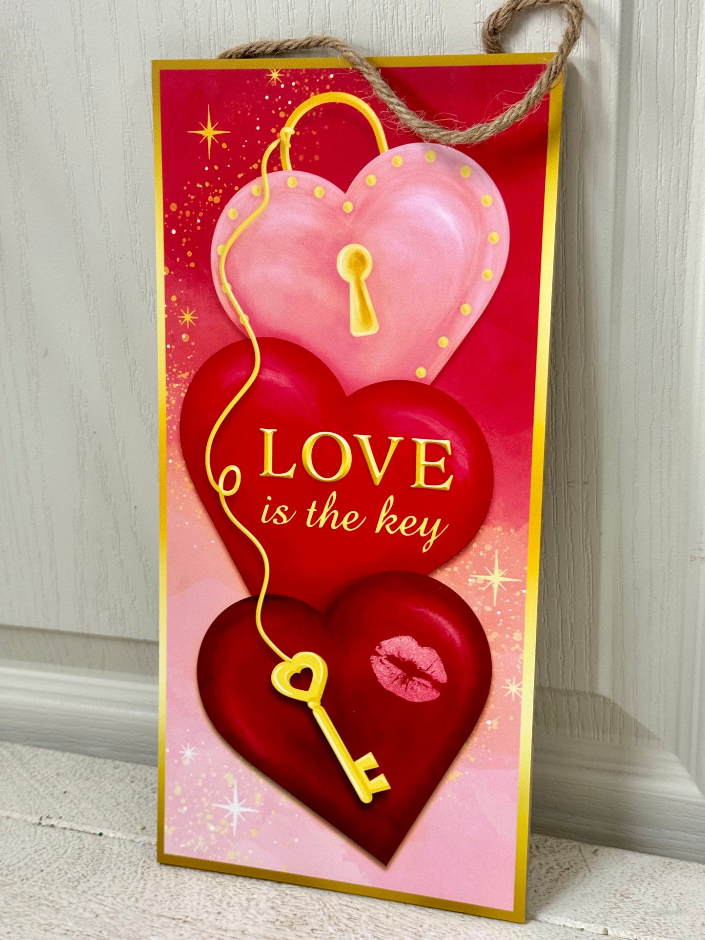 12.5 Inch Love Is The Key Wooden Sign