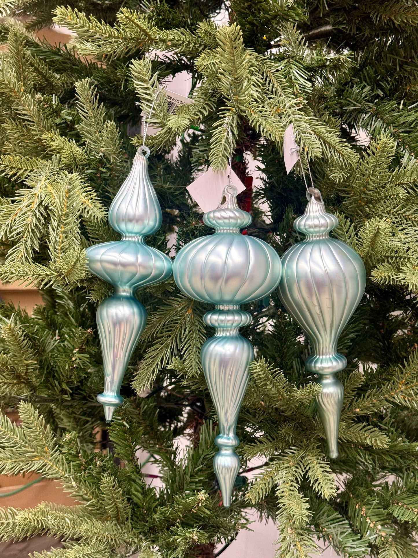 9.5-10 Inch Matte Icey Blue Glass Finials Three Styles