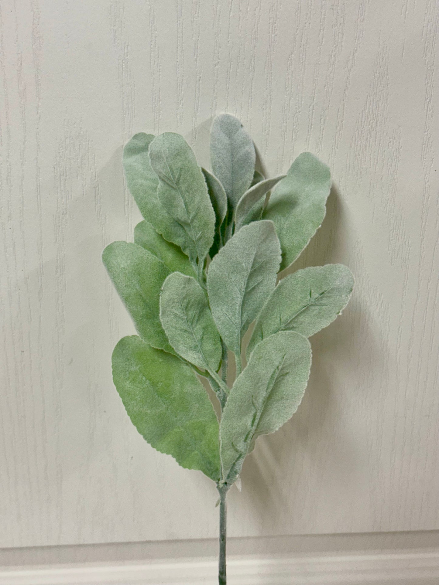 14 Inch Sage Green Flocked Lambs Ear Spray