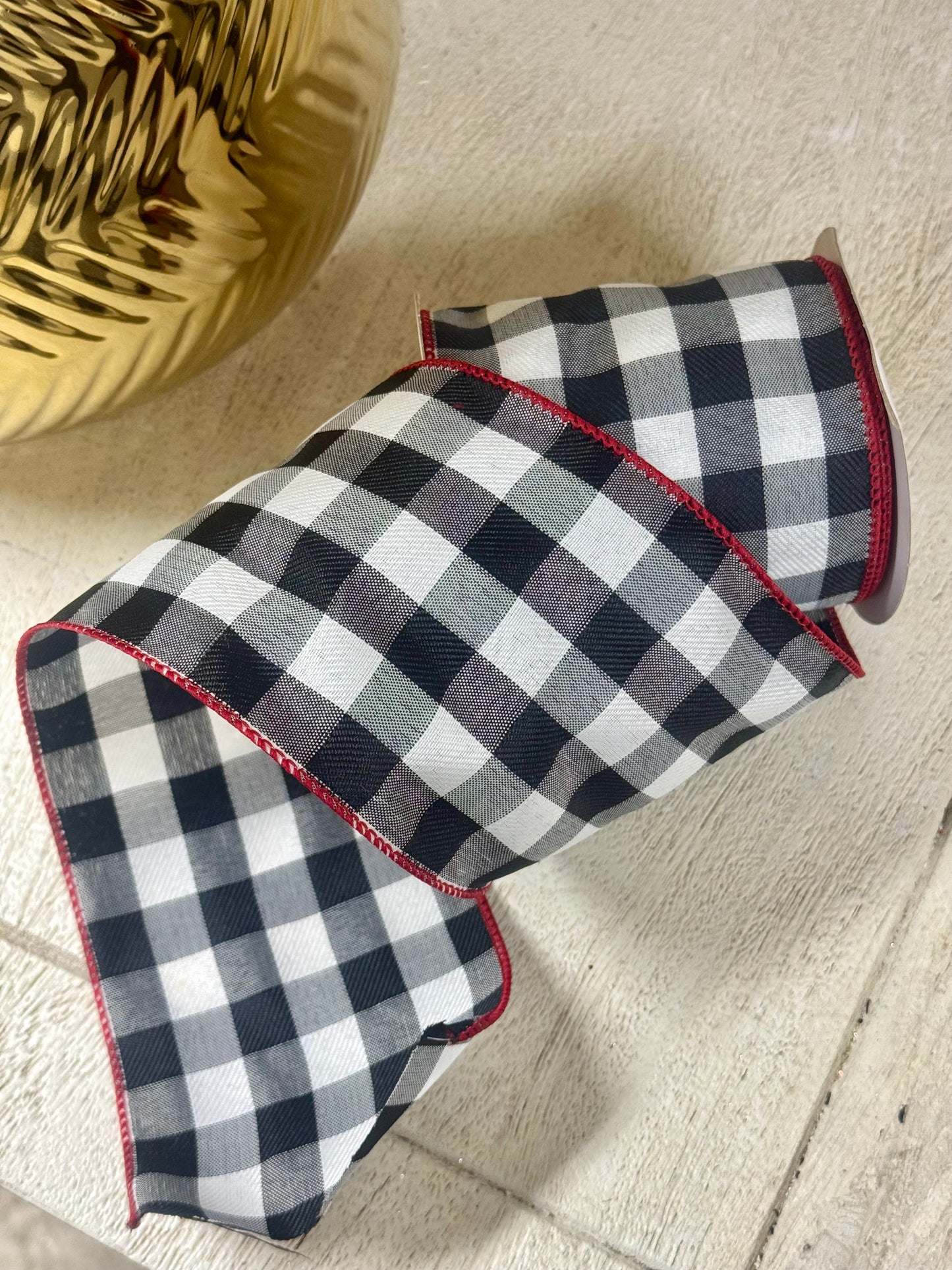 4 Inch By 10 Yard Black And Red Celine Plaid Ribbon