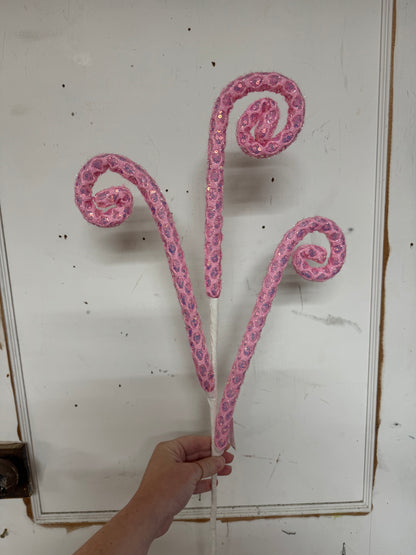 28 Inch Pink Iridescent Sequin Curly Spray