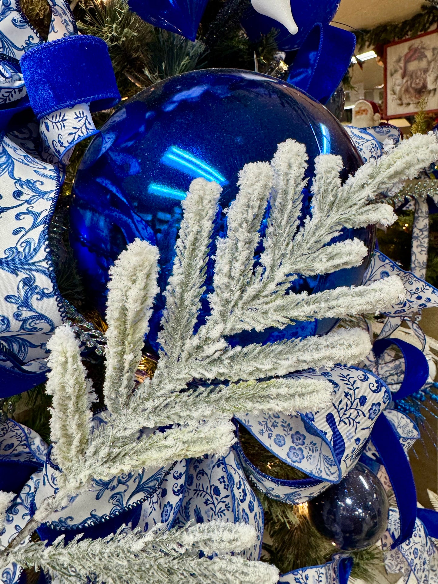 25 Inch Flocked Snow Glitter Norfolk Pine Spray