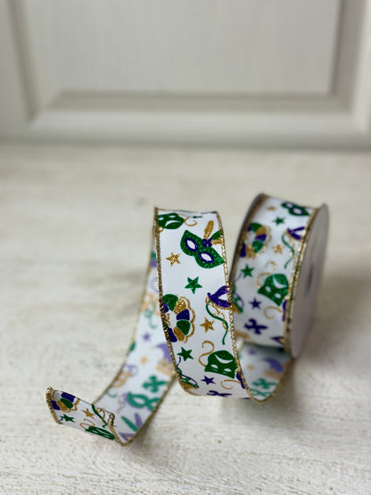 1.5 Inch By 10 Yard Mardi Gras Mask Ribbon