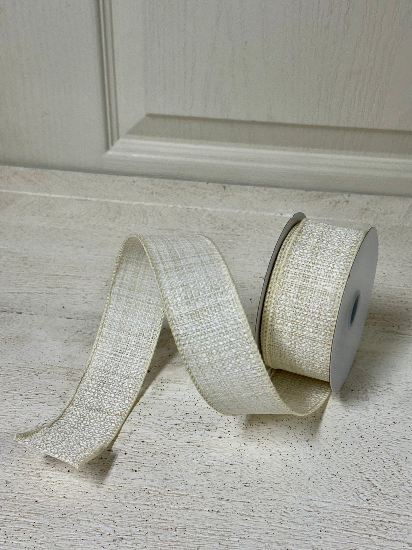 1.5 Inch By 10 Yard Tan And Ivory Tweed Ribbon