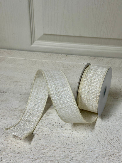 1.5 Inch By 10 Yard Tan And Ivory Tweed Ribbon