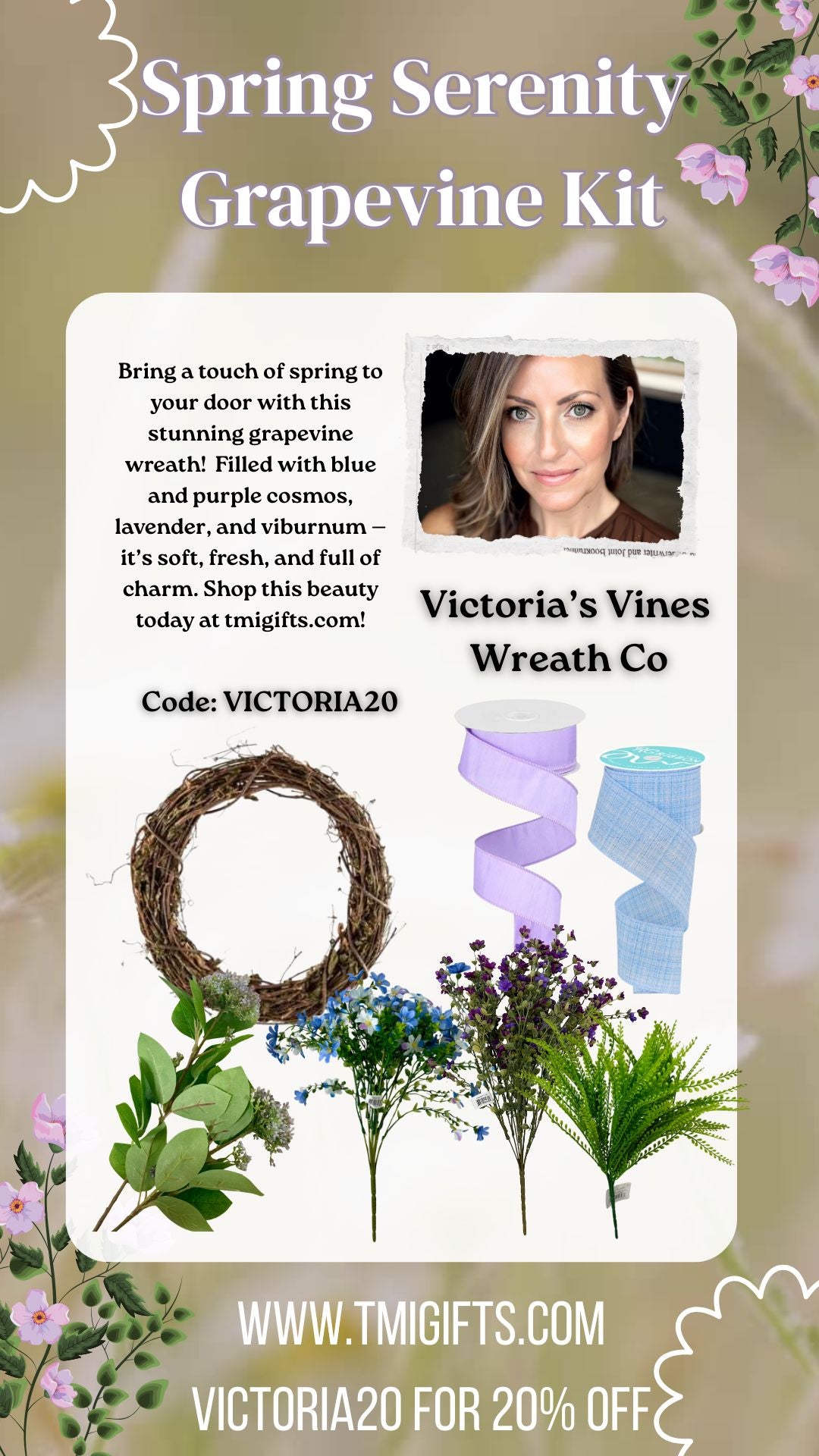 Spring Serenity Grapevine Kit By Victoria's Vines Wreath Co
