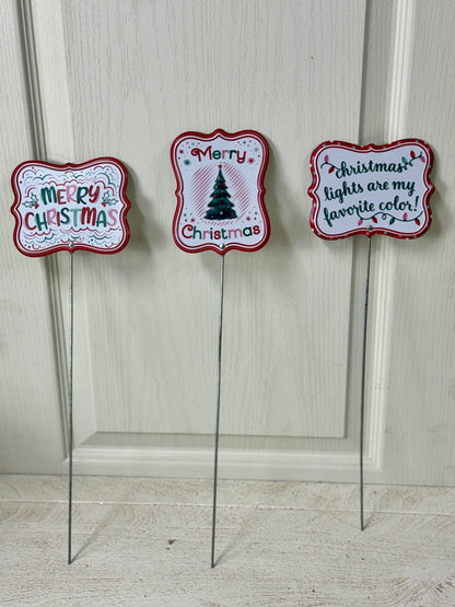 16 Inch Retro Merry Christmas Sign Pick