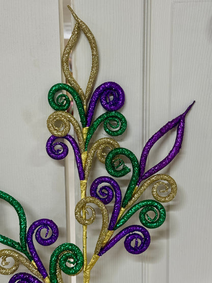 31 Inch Mardi Gras Pointed Curled Tubing Spray