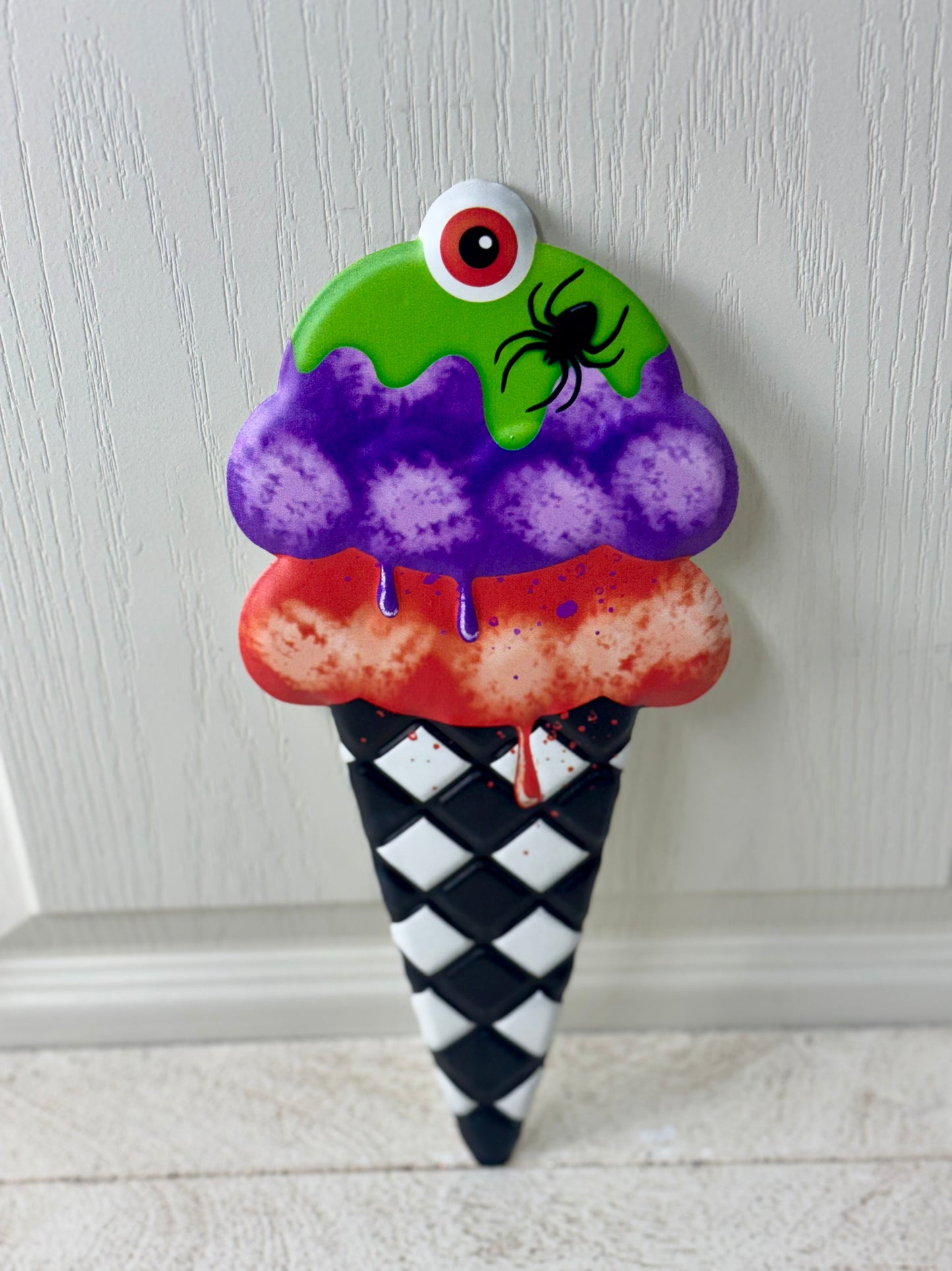 12 Inch Metal Halloween Ice Cream Sign