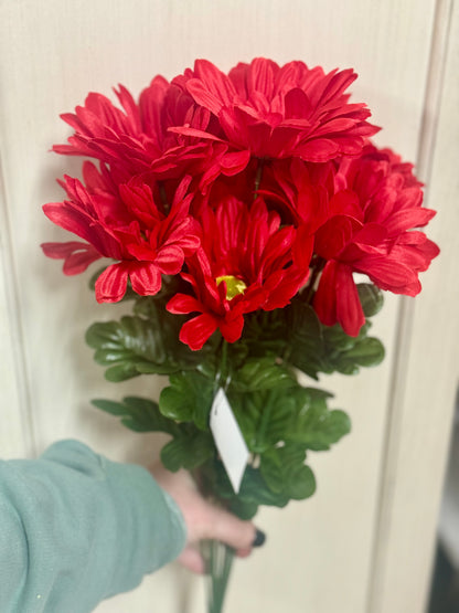 21 Inch Red Gerbera Daisy Floral Bush