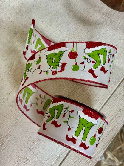 2.5 Inch By 10 Yard Red And Green Furry Elf Legs Ribbon