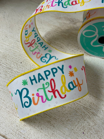 2.5 Inch Multicolored Happy Birthday Ribbon