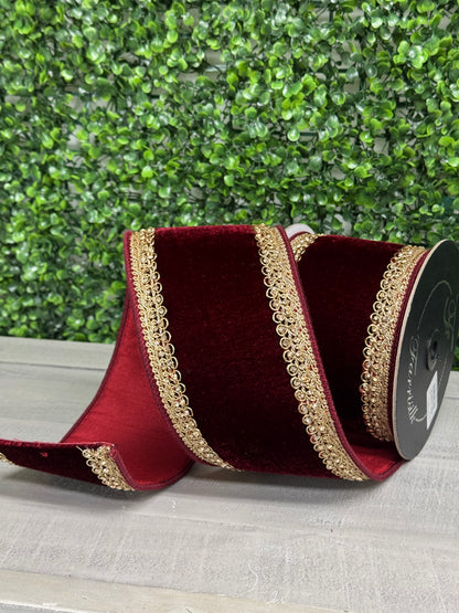 Farrisilk 4 Inch By 5 Yard Ruby Plush Topaz Velvet RIbbon