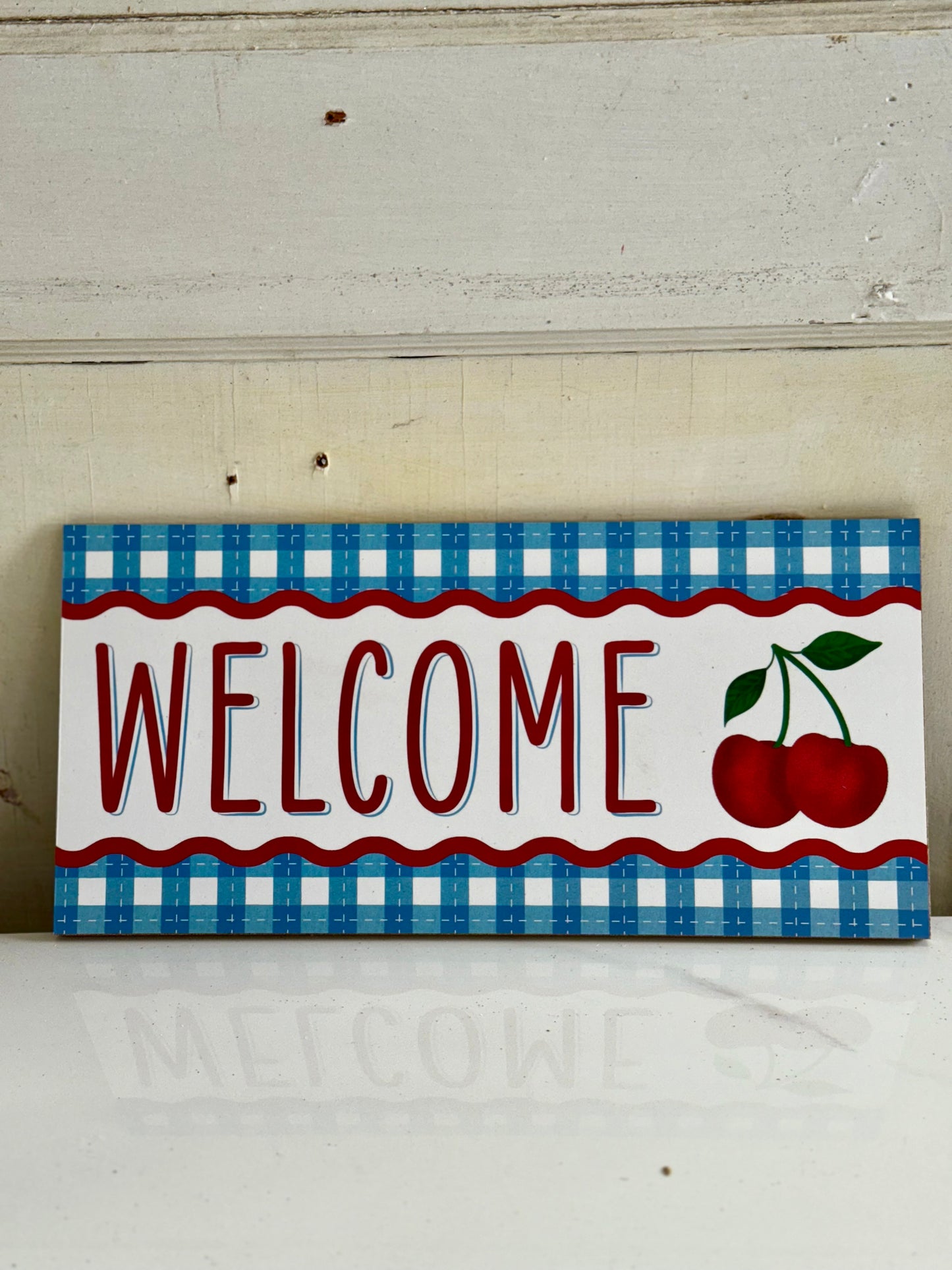 12.5 Inch Welcome Cherry Wooden Sign