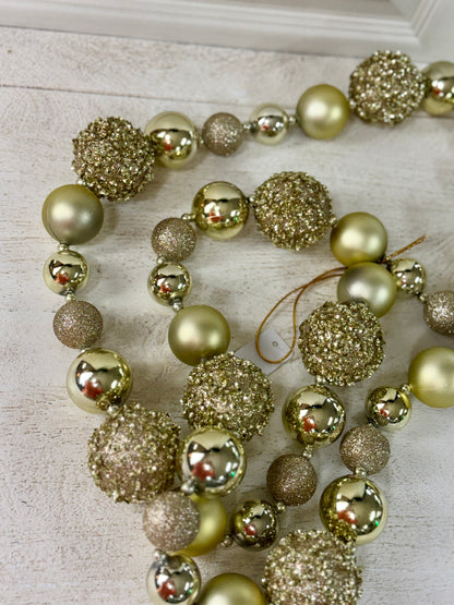 72 Inch Light Gold Sequin Glitter Ball Garland