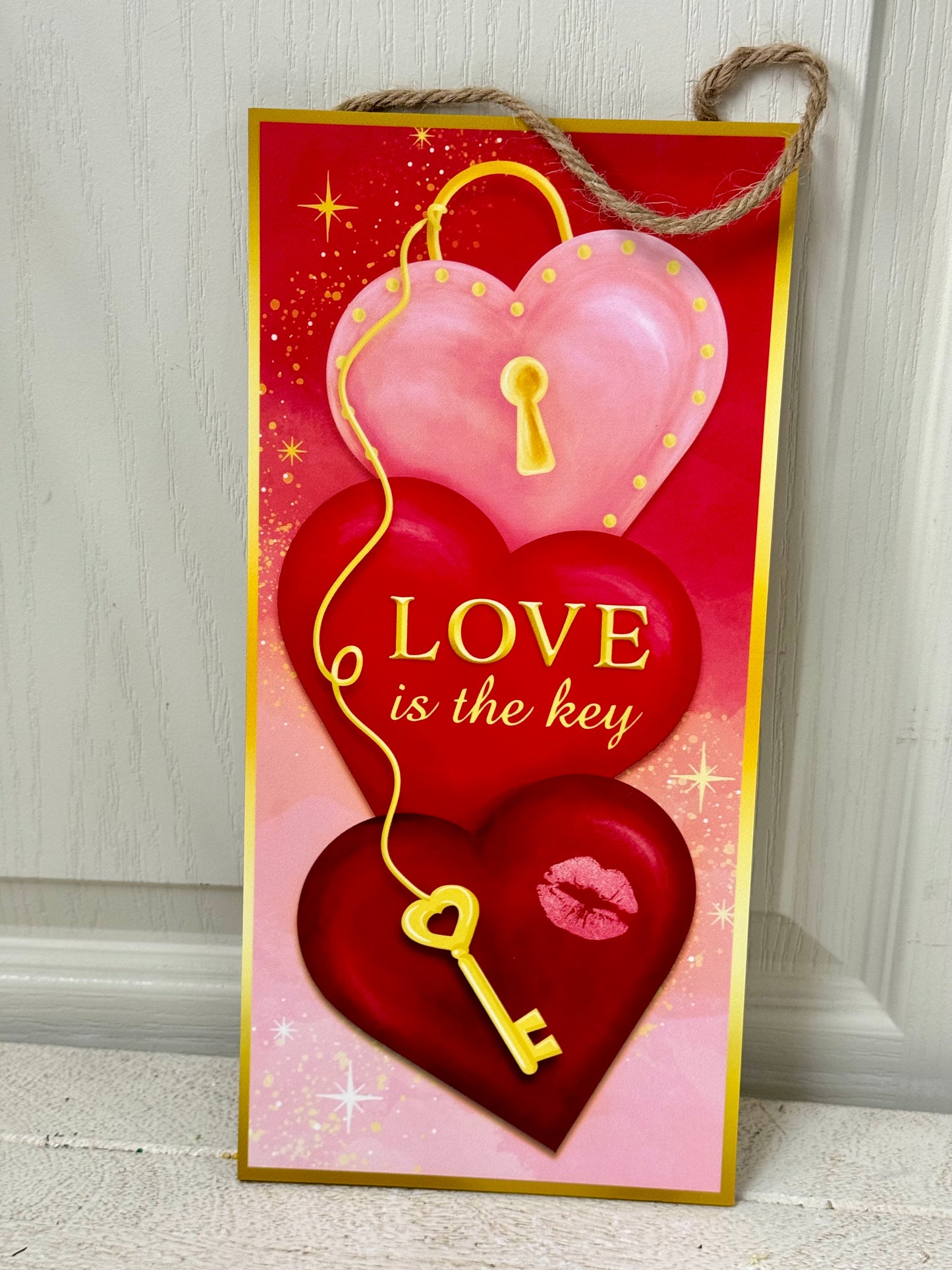 12.5 Inch Love Is The Key Wooden Sign
