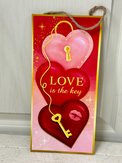 12.5 Inch Love Is The Key Wooden Sign
