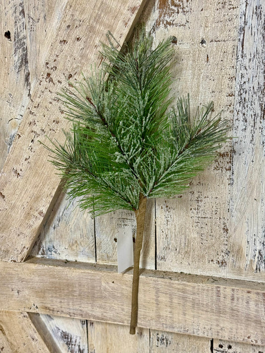16 Inch Green Pine With Snow Bush