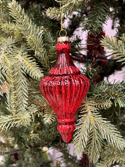 6-6.25 Inch Red Transparent Glass Ornaments Two Styles