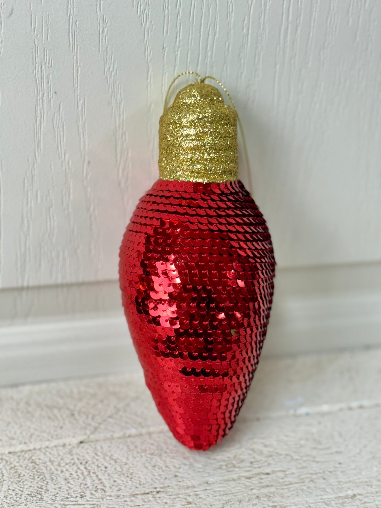 7 Inch Red Snazzy Sequin Light Bulb Ornament