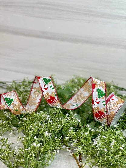 1.5 Inch By 10 Yard Gingerbread Candy Christmas Ribbon