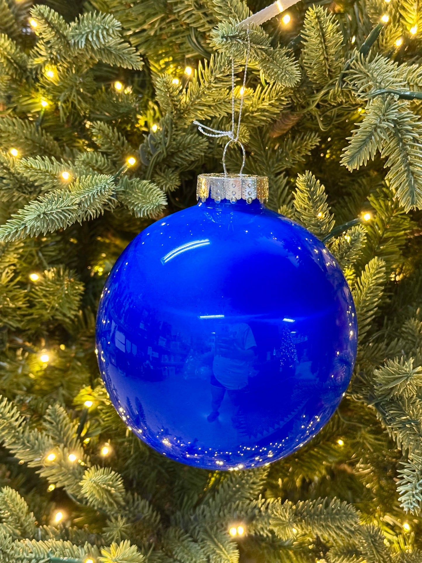 6 Inch Royal Blue Lacquer Glass Look Ornament