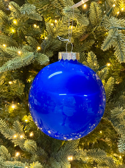 6 Inch Royal Blue Lacquer Glass Look Ornament