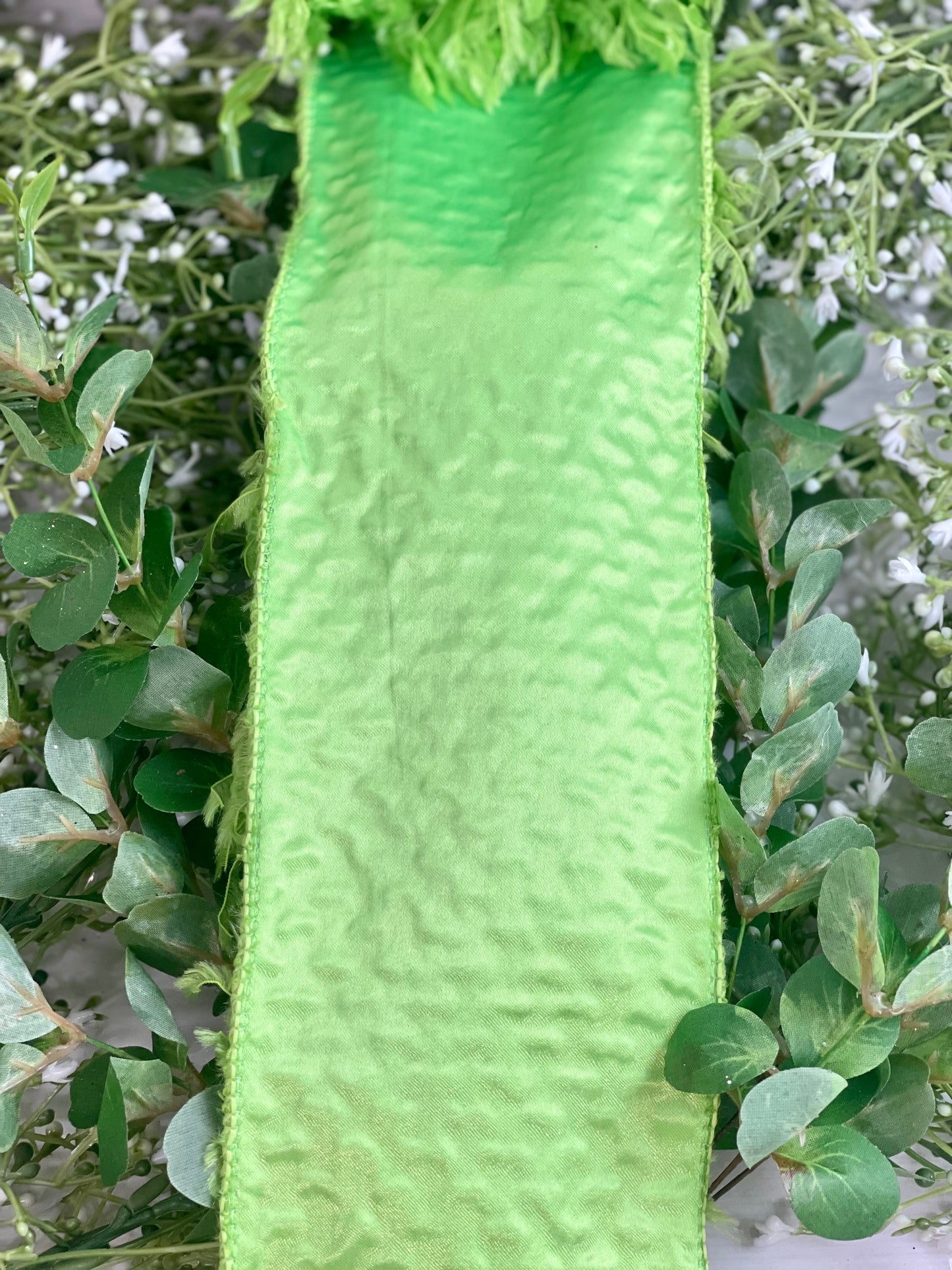 4 Inch By 10 Yard Monster Lime Green Furry Ribbon