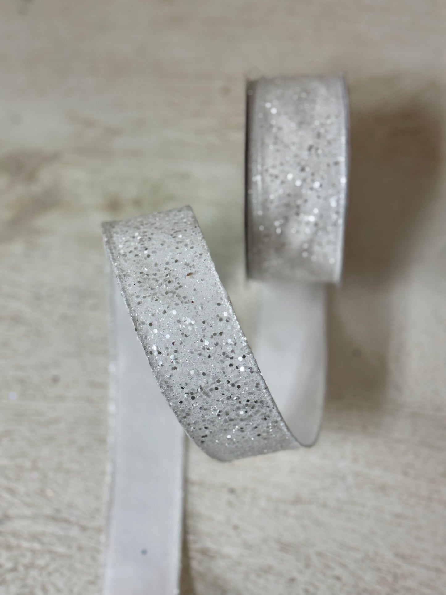 1.5 Inch By 10 Yard White Glitter Ribbon